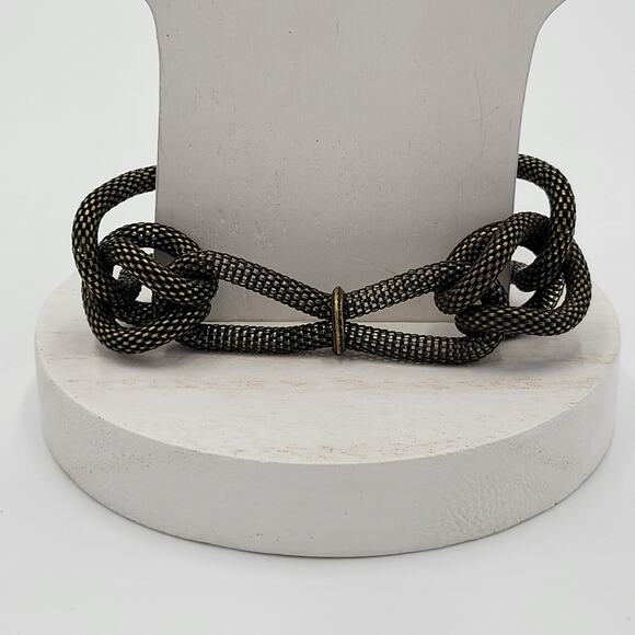 Vintage Volcom Bracelet Gray Gun Metal Mesh Round Rope Knot Chain Link Chunky - Picture 1 of 12